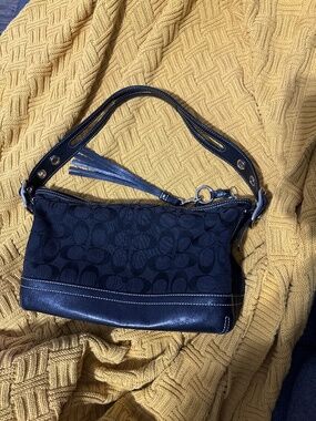 Coach y2k east west signature canvas and leather shoulder bag